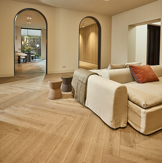 Parkett Dietrich: Wal-Fischgrät Eiche Seagras