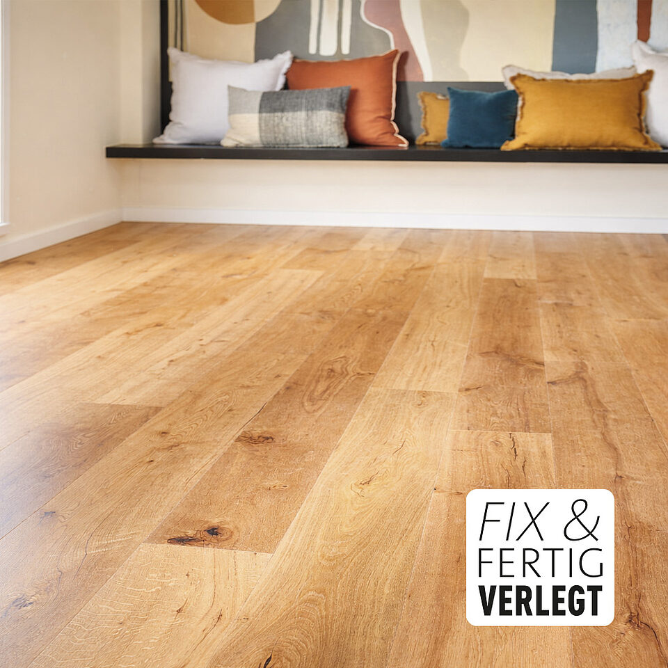 Parkett Dietrich Angebot: Landhausdiele Eiche Natur 19 cm inklusive Verlegung